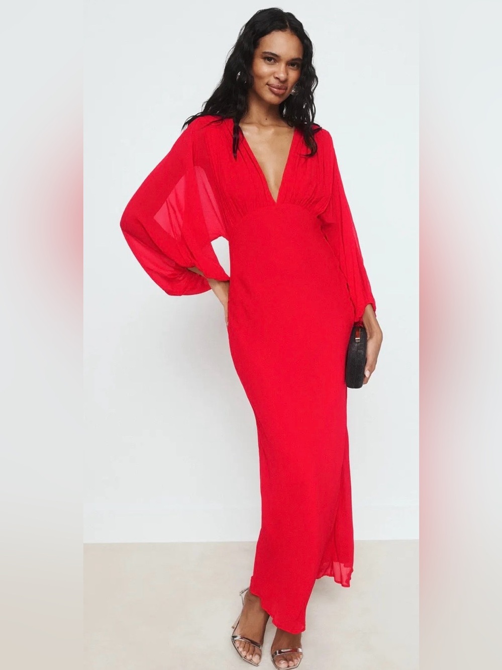 *Flawed RTR Shona Joy Amina Plunge Ballon Sleeve Maxi Dress (0191)
